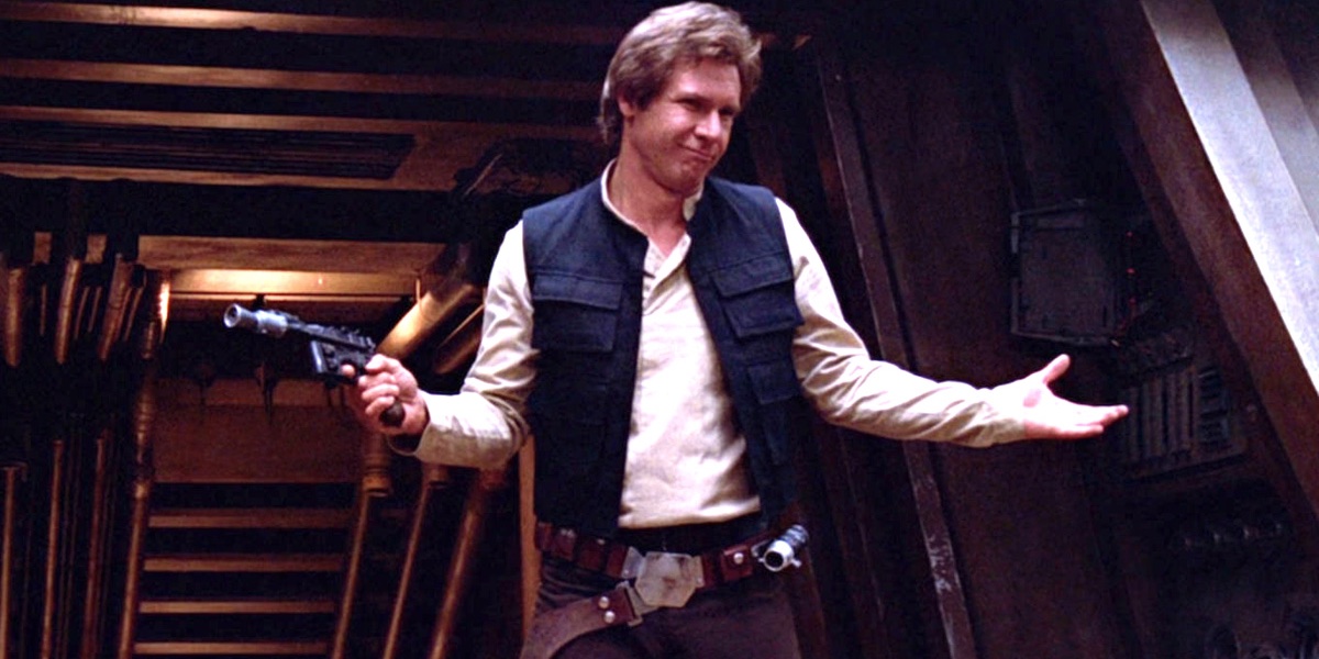 Han Solo shrugging and smiling.